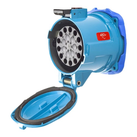 Meltric Watertight Pin & Sleeve Receptacle, 20 A, 480V AC/130V DC, 12 Pole, Blue 17-64121-HP